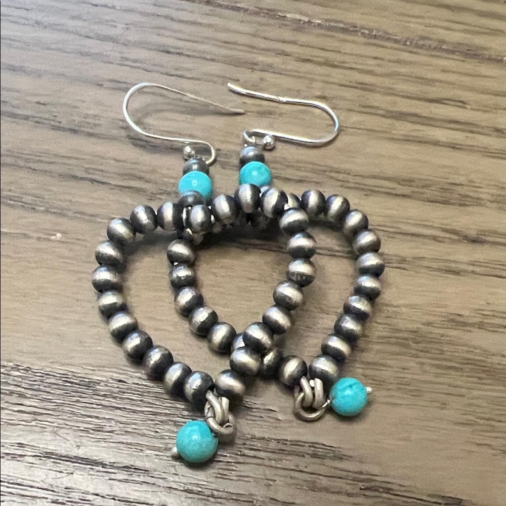 Sterling Silver Desert Pearl Heart Earrings